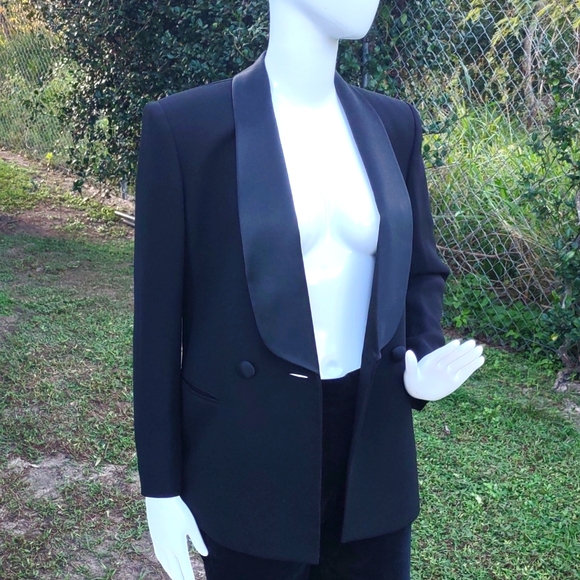 JONES NY PETITE LADIES BLACK DOUBLE BREASTED FORMAL TUXEDO BLAZER - Picture 6 of 17